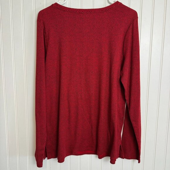 J. Jill Red Chevron Long Sleeve Pima Crew Neck Tee large N22 - Picture 4 of 4